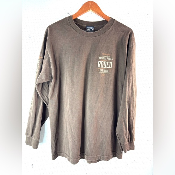 Wrangler Cowboy L Men’s Brown National Finals Rodeo Long Sleeve Shirt - Picture 5 of 8